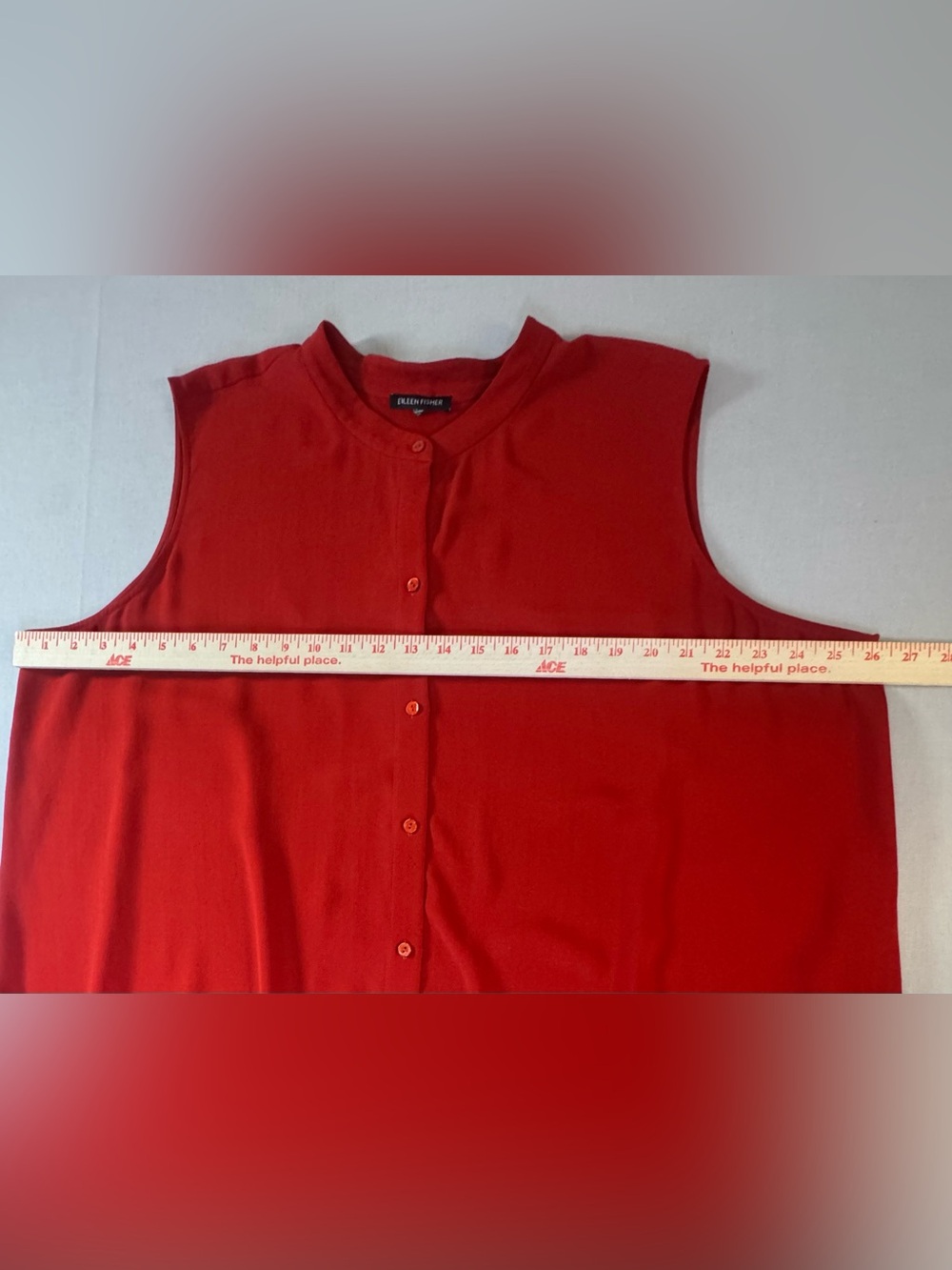 EILEEN FISHER Red 100% Silk Georgette Crepe Sleeveless Tunic Top XL-1X - Picture 8 of 10